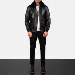 mens airin g 1 black leather bomber