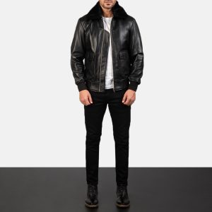 mens airin g 1 black leather bomber