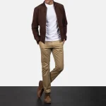 mens blain mocha brown suede bomber