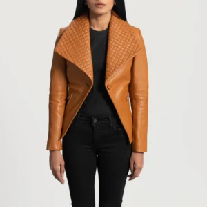 lee tan brown leather blazer
