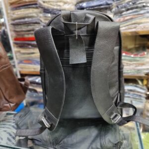 black leather bag pack
