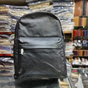 black leather bag pack