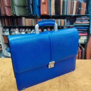 blue leather laptop bag