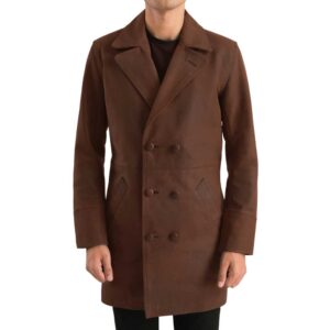brown leather coat